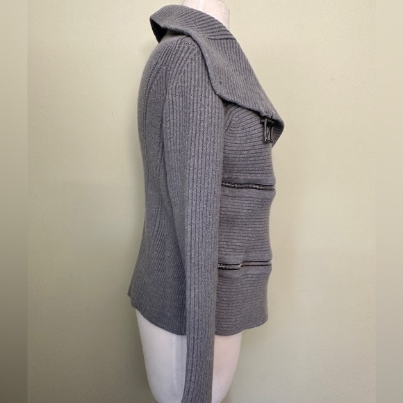 👚Barbara Bui Tricot Zippers Knit Cardigan/sweater Belts Grey 100% Wool si… - Picture 3 of 16